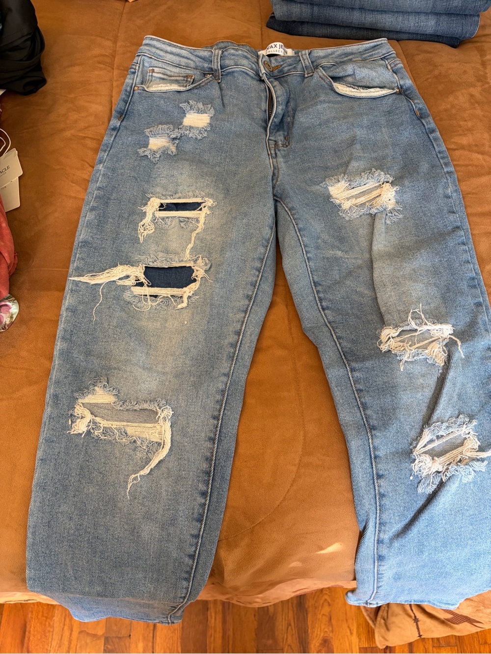Wax Jean Light Blue Distressed Ankle Jeans